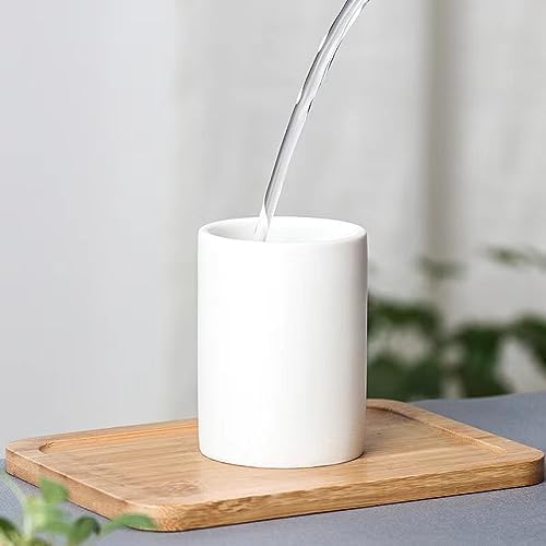 RabyLeo Simple Ceramic Mouthwash Cup Frosted Toothbrush Holder