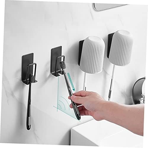 2-Piece Wall Adhesive Toothbrush Holder Stainless Steel Surface for Easy Cleaning