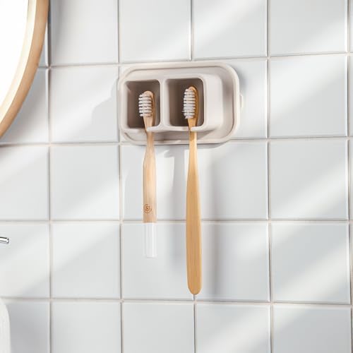 Efficient compact silicone suction holder 2-slot wall-mounded for small spaces