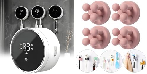 4-Pack Bathroom Organizer - Space-Saving Silicone Toothbrush Razor Holder