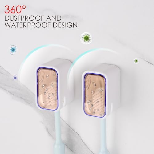 4 Pack Wall Mount Toothbrush Holders with Cover and Self Adhesive Design