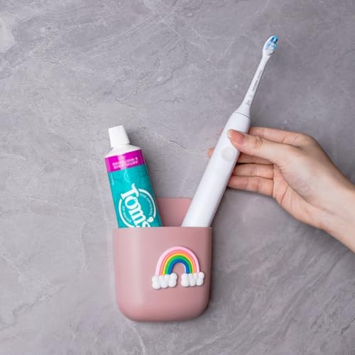 Biiange Self-Adhesive Wall-Mounted Rainbow Toothbrush Stand
