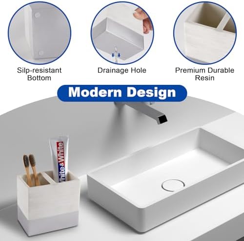 Toothbrush Holder with Anti-Slip Base for Bathroom Countertop Organizer