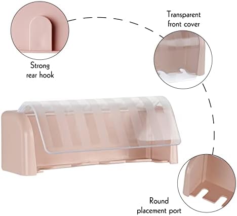 5 Slots Wall Mount Toothbrush Holder with Cover Bathroom or Shower Use
