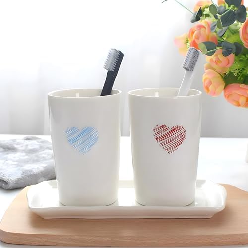 White Ceramic Tumbler Cup for Bathroom Toothpaste Holders