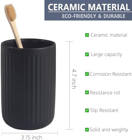 Matte Black Ceramic Toothbrush Holder Set