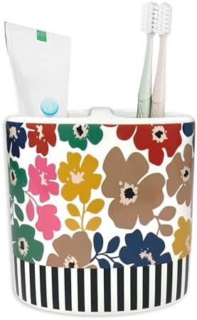 Zahari Home Floral Ceramic Toothbrush Holder