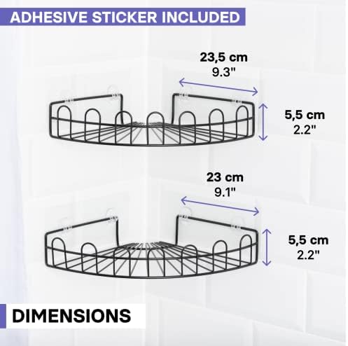 KINCMAX Corner Shower Caddy 2-Pack Matte Black 1