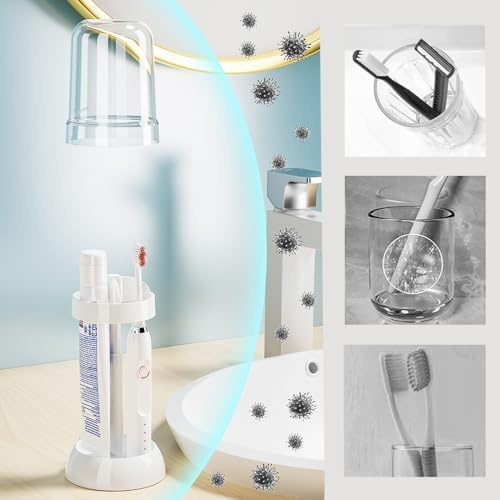 Iosjeude Toothbrush Holder with Cover 3 Slots Electric