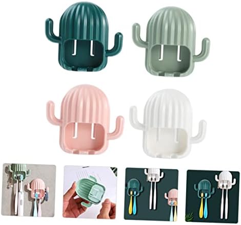 TopperFun Wall-Hanging 4-Pack ToothBrush Racks with Cactus Decor