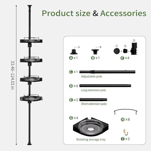 YCIADONE Corner Showers Tension Pole Bathroom Organizer