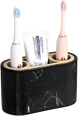 Shinowa Toothbrush Holder with Drainage Marble and Bamboo Design