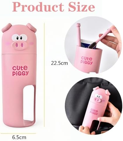 Cute and Functional Vspek Travel Toothbrush Holder with Pink Pig Design
