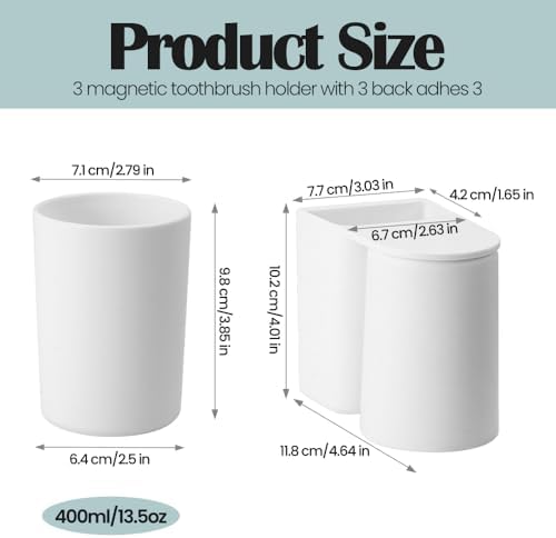 Perfect Space-Saving 3-Piece Magnetic Wall-Mounted Toothbrush Holder