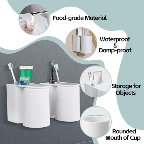 Perfect Space-Saving 3-Piece Magnetic Wall-Mounted Toothbrush Holder