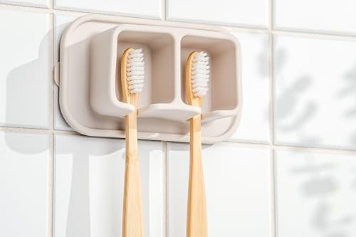 Efficient compact silicone suction holder 2-slot wall-mounded for small spaces