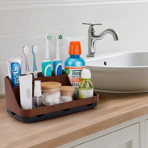 GFWARE Wood Toothbrush Holder with 7 Slots Organizer