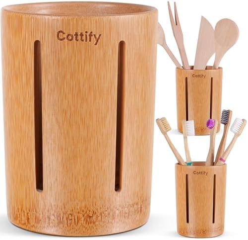 Bamboo Toothbrush Holder Drainage 360 Air Flow Water-Resistant