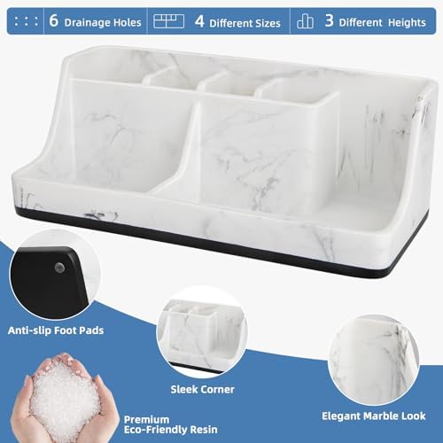 Marble-Effect Toothbrush Organizer