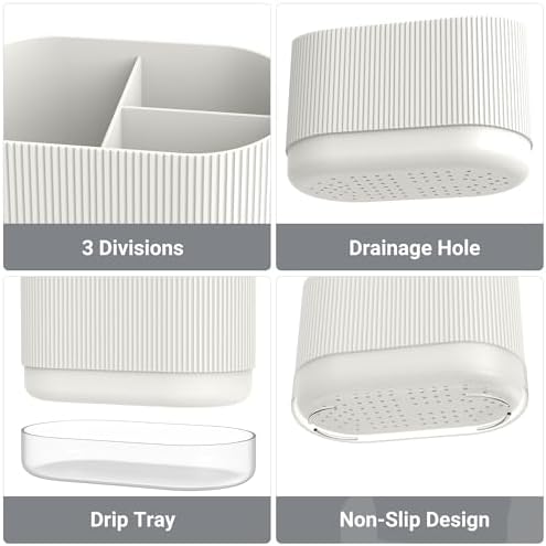 Cute White Shower Toothbrush Organizer Compact Dennis with Drainage for Kids Toddlers