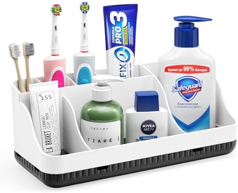 Homtalker Toothbrush Holder 7 Slots Anti-Slip Bathroom Organizer