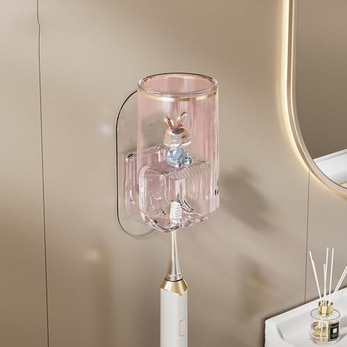 Efficient Wall Toothbrush Mouthwash Bracket Pink