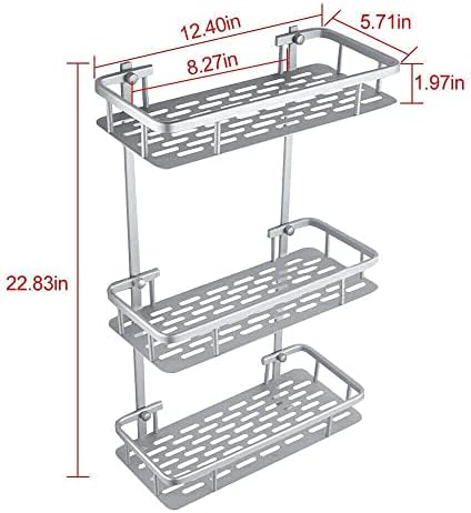 3-Tier ALUMINIUM Shower Caddy with Silver Finish