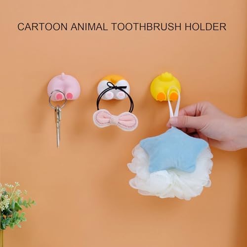 Kids Duck Tail Toothbrush Holder Cartoon Animal Wall Mount Hook