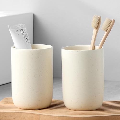 Pretty Design - Ceramic Toothbrush Toothpaste Holders for 2 Cups Bathroom Organizer Set