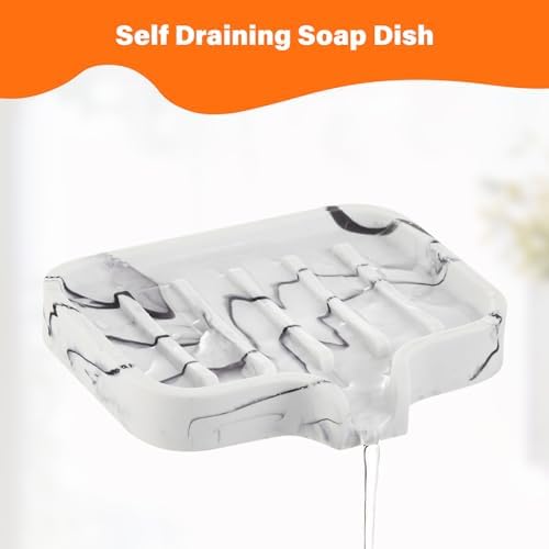 Sturdy Marble-Style Toothbrush Soap Holder Set