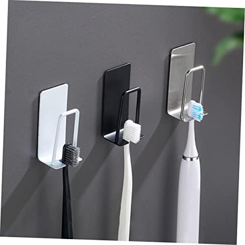 2-Piece Wall Adhesive Toothbrush Holder Stainless Steel Surface for Easy Cleaning