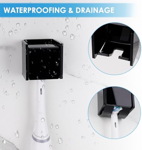 2PCS Wall-Mounted Self-Adhesive Toothbrush Holder Black