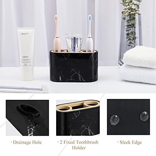 Shinowa Toothbrush Holder with Drainage Marble and Bamboo Design