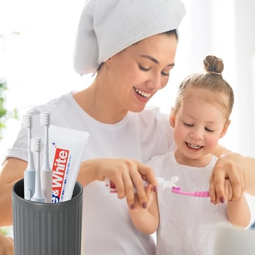 Matte Grey Ceramic Toothbrush Holder Set