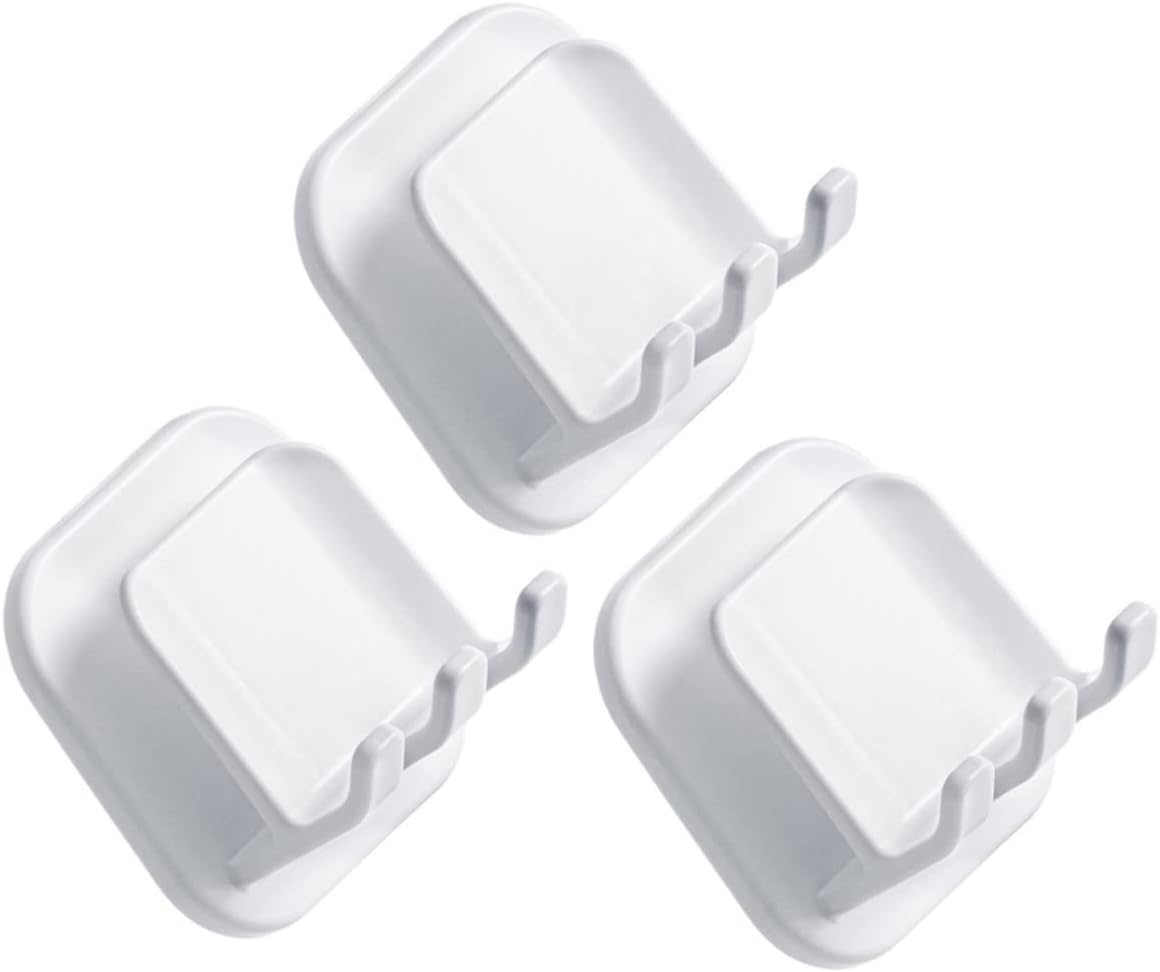 3-Piece Wall Toothbrush Holder Gargle Cup Organizer White