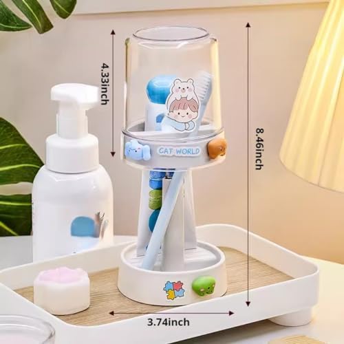 Kids Toothbrush Holder with Cute Cup and Kawaii Sticker