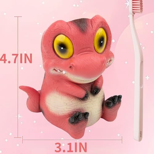 FlidRunest Dinosaur Toothbrush Holder - Pink