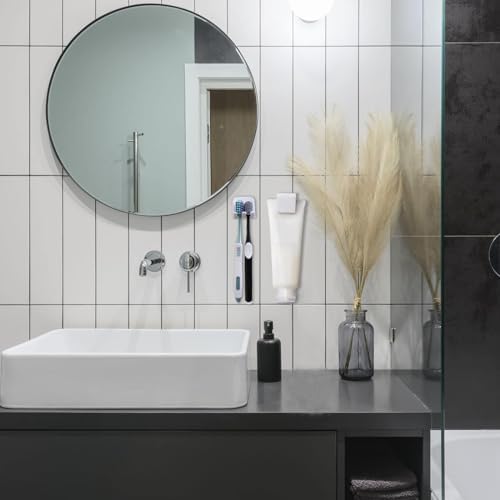 2-Pack White Toothbrush and Toothpaste Holders