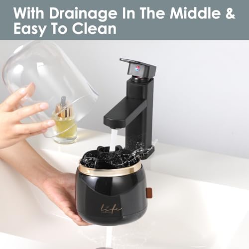 EXIN DECHEN 360 Degree Rotating Toothbrush Holder with Cover Black