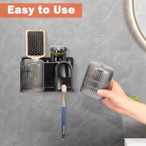 HarJue Adhesive Wall Toothbrush and Oral Care Organizer