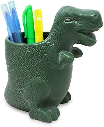 Isaac Jacobs Green Ceramic Dinosaur Cup and Brush Holder 1