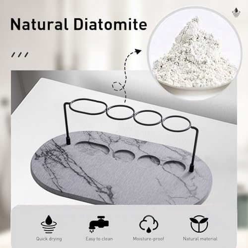 Stylish Metal Toothbrush Holder with Diatomite Base