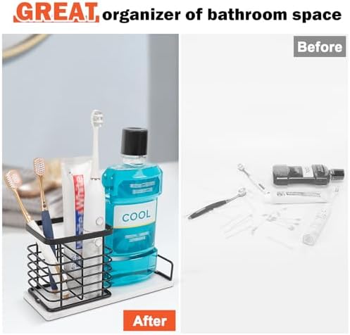 Luxurious Metal Toothbrush Holder with Marble Base