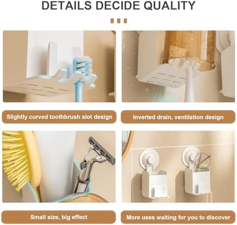 White Compact Wall-Mounted Toothbrush Holder