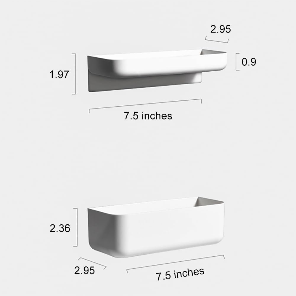 Floating adhesive plastic shower shelf organizer