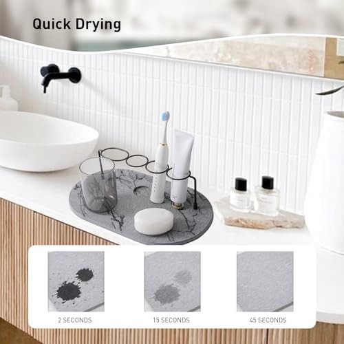Stylish Metal Toothbrush Holder with Diatomite Base