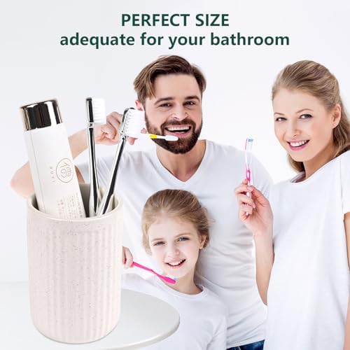 BosilunLife Ceramic Toothbrush Holder - 12oz Beige
