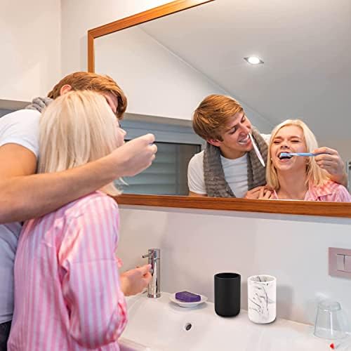 Rzoeox Premium Multifunctional Toothbrush Holder Resin Bathroom Cup Matte Black