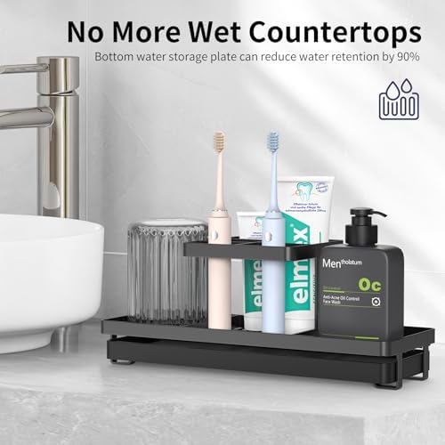 Sturdy 5-Slot Carbon Steel Toothbrush Holder with Drip Tray
