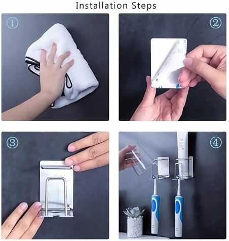 Stainless Steel 3-in-1 Wall-Mounted Toothbrush Holder